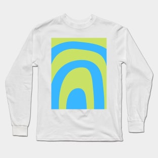 Boho green and baby blue rainbow pattern Long Sleeve T-Shirt